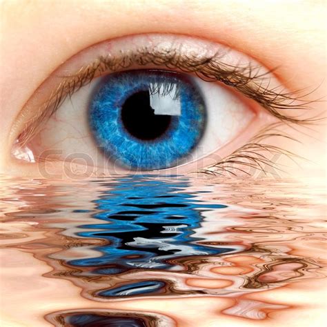 Human Eye Reflected In A Surface Of Water Stock Photo Colourbox