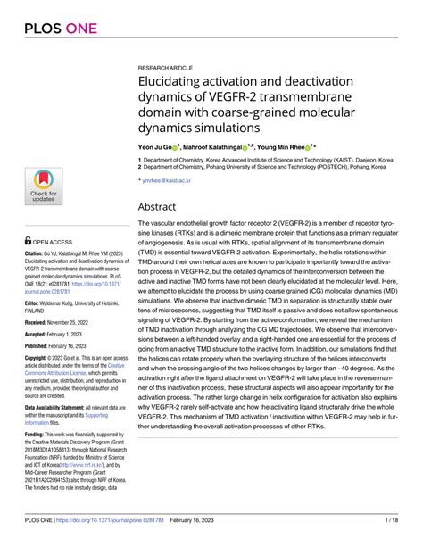 Pdf Elucidating Activation And Deactivation Dynamics Of Vegfr 2