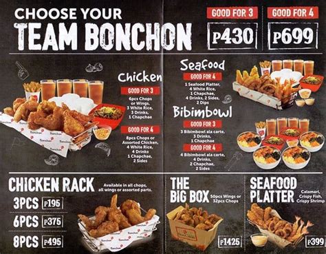 Bonchon Chicken Menu Menu For Bonchon Chicken Ortigas Quezon City