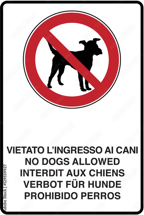 Vietato Ingresso Ai Cani In Cinque Lingue Stock Vector Adobe Stock