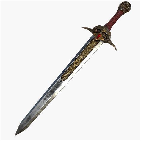 Modelo 3d Fantasy Sword RPG Italian Dagesse Cinquedea Sword Knife One