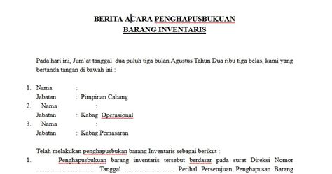 Detail Contoh Berita Acara Penghapusan Barang Koleksi Nomer 15