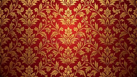 Elegance Blooms Red and Gold Floral Wallpaper Generative by AI Stock ...