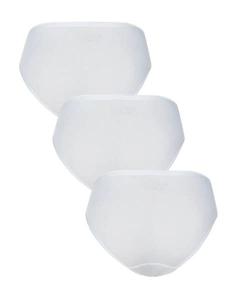 Cotton Bikini Briefs Pack Of 3 White TKD Lingerie