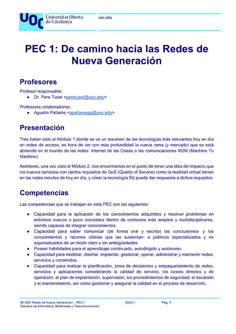 M1 602 PEC1 20231 Enunciado IB M1 Redes de Nueva Generación PEC