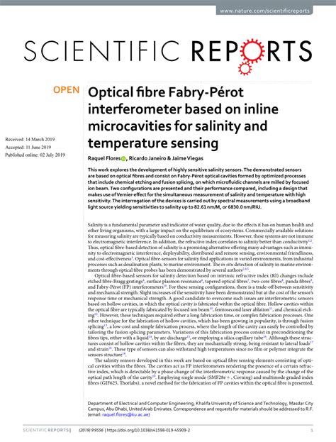 PDF Optical fibre Fabry Pérot interferometer based on inline