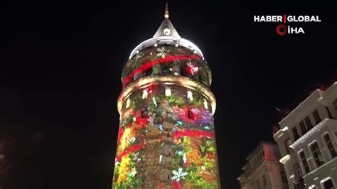 Galata Kulesi nde video mapping yöntemiyle yeni yıl için görsel şov yapıldı