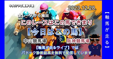 12月28日【今日はこの馬】を公開しました。中山競馬場、阪神競馬場の全レースから抽出した確度の高い軸馬、注目馬を公開。今回は20レースを予想しています。｜【軸馬が走る】