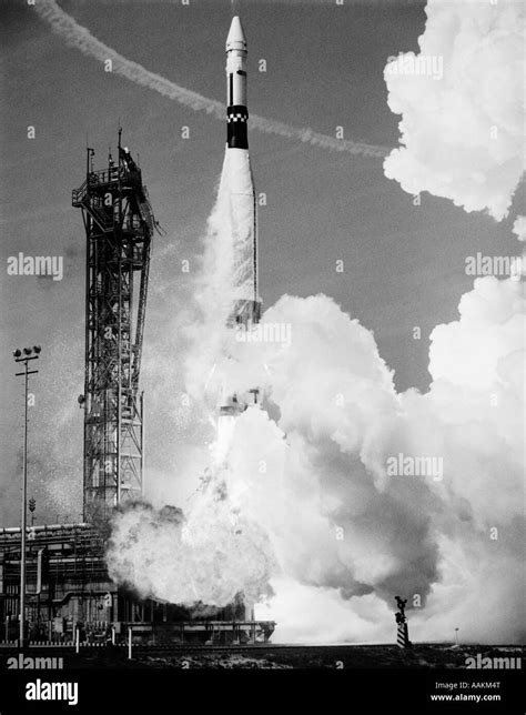 1960s Missile Taking Off From Launch Pad Stock Photo Alamy