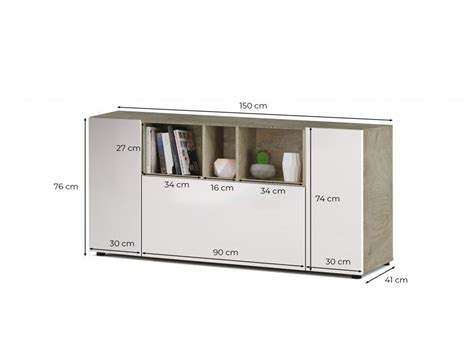 FOBUF Buffet 3 Portes Et 3 Niches L150cm Monalia Fr Prix Direct