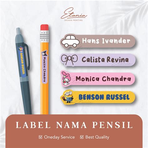 Jual Stiker Nama Anak Waterproof Pensil Pen Crayon Buku Label Nama Atk