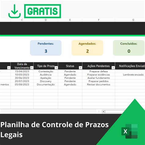 Planilha De Controle De Prazos Legais Smart Planilhas