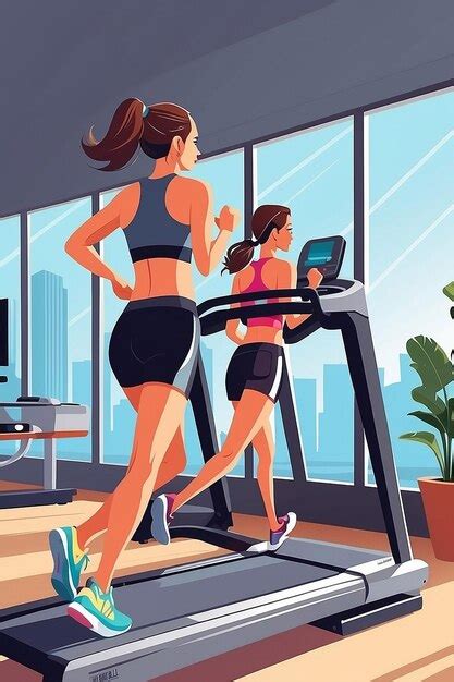 Una Ilustraci N Vectorial De Una Mujer Corriendo En Una Cinta De Correr