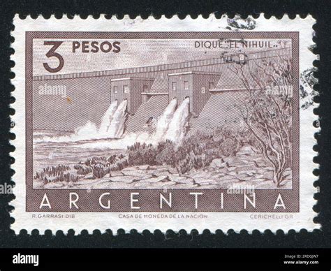 Argentina Circa Stamp Printed By Argentina Shows Nihuil Dam