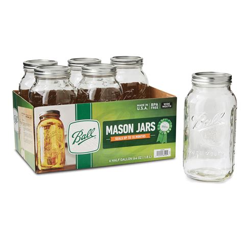 2 Pack Ball Glass Mason Jar Wlid And Band Wide Mouth 64 Ounces 6