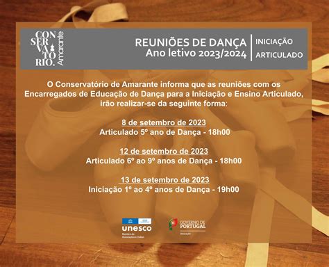 Horários das reuniões de Dança Ano Letivo 2023/2024 - Centro Cultural