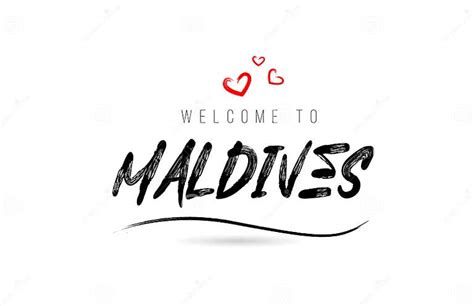 Welcome To Maldives Country Text Typography With Red Love Heart And