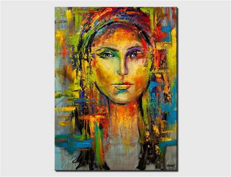 Handmade Art Colorful Woman Abstract Portrait Art On Canvas This Modern Art Print Will Give A