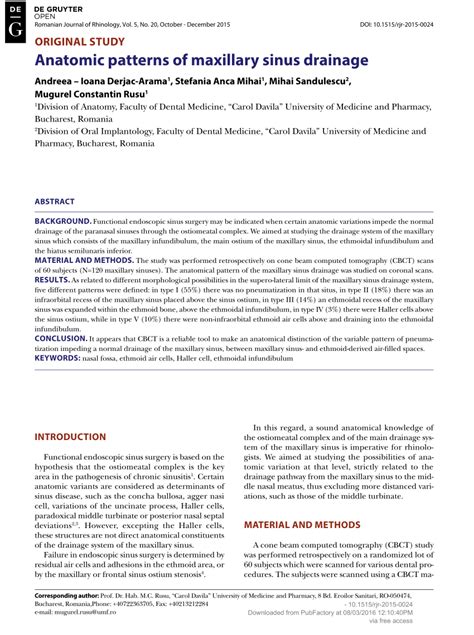 Download PDF | Anatomic patterns of maxillary sinus drainage