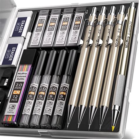 Amazon Nicpro Pcs Metal Mechanical Pencil Set In Case Artist