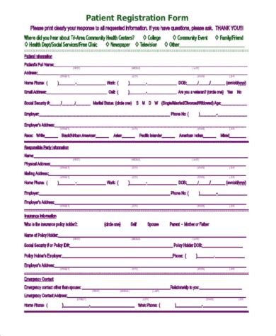 FREE 9+ Sample Patient Registration Forms in PDF | Excel | MS word