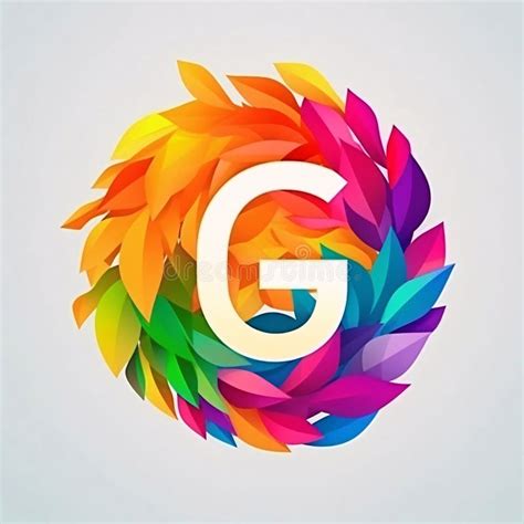 G Letter Logo with Colorful Leaves in the Form of a Rainbow Stock ...