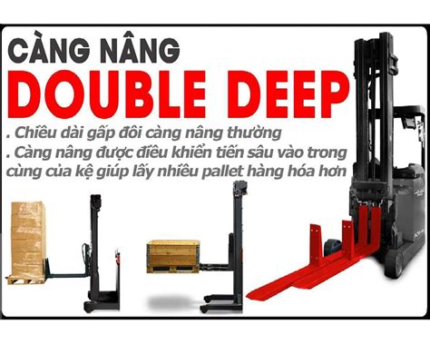 xe nang dien double deep  push pull reach truck lay hang trong gia