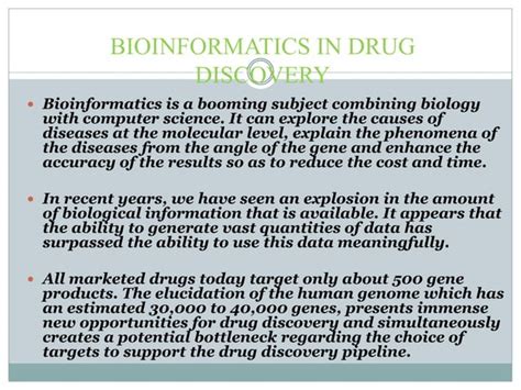 Bioinformatics In Drug Discovery PPT