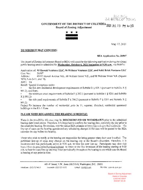 Fillable Online Board Of Zoning Adjustment Dcoz App Fax Email Print