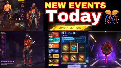 FREE FIRE NEW EVENTS TODAY FF EVENTS MOCO STORE AND SCOFCHING RING FF