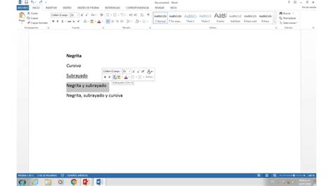 Aplicar Negrita Cursiva Y Subrayado En Word Youtube