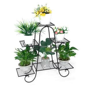 Yiyibyus In Tall Indoor Outdoor Black Metal Plant Stand Tiered