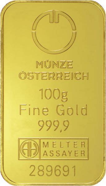 Austrian Mint Gold Bar Pr 999 9 100 G MENNICA KRAKOWSKA F H U All