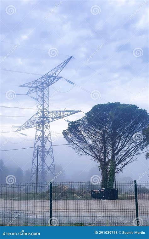 Froggy Landscape With Pylone Stock Photo Image Of Wind Windmill