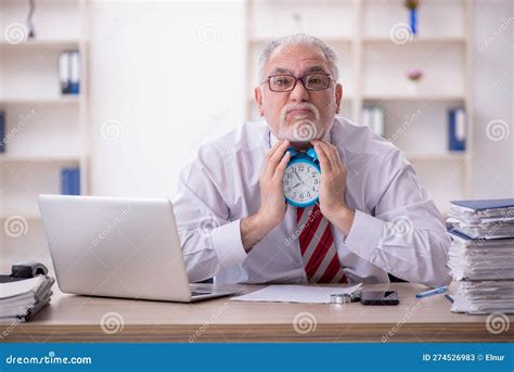 Old Male Employee In Time Management Concept Stock Image Image Of