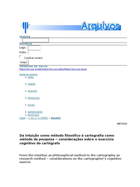 PDF Da intuição como método filosófico à cartografia como método de