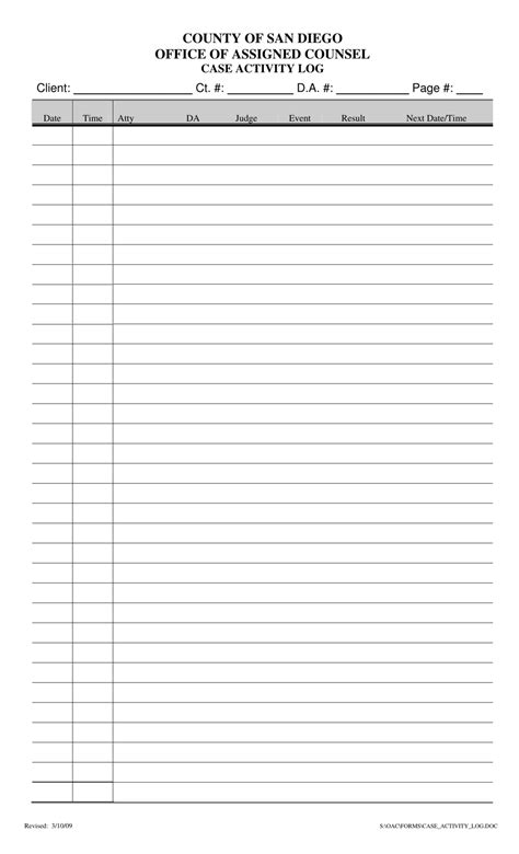 county  san diego california case activity log fill  sign