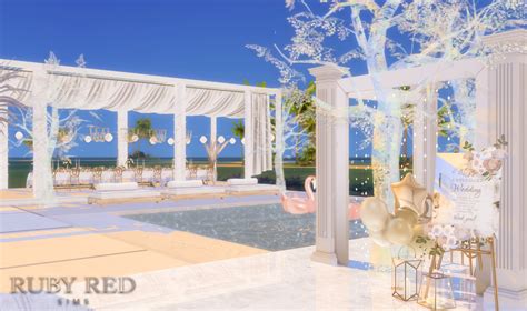 Sims July Beach Wedding Venue New Cc Set Ruby Red Sims