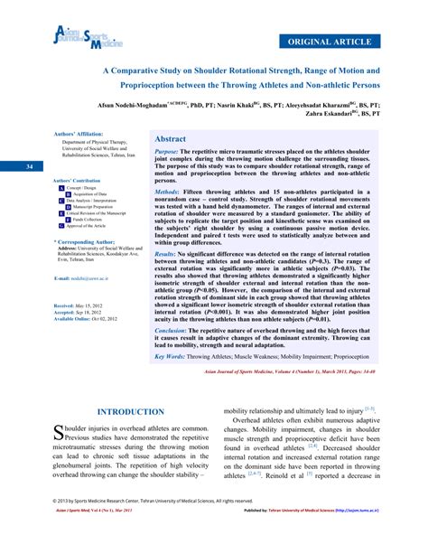 (PDF) A Comparative Study on Shoulder Rotational Strength, Range of ...