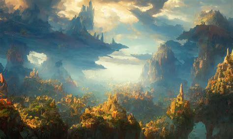 KREA Sky Islands Highly Detailed Magic Fantasy Digital Art