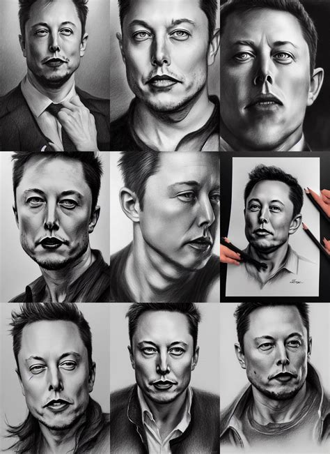 Pencil Drawing Of Elon Musk Hyper Realistic Face In Stable