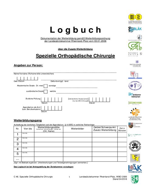 Ausfüllbar Online Muster Logbuch FA Pathologie Bundesrztekammer Fax