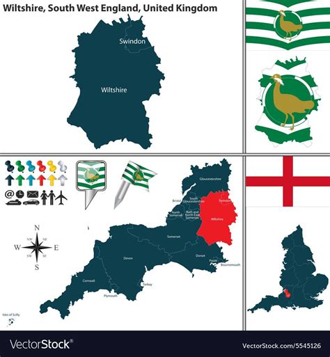 Map Of Wiltshire In South West England United Kingdom With Regions And