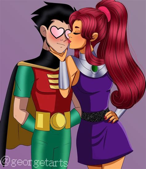 Inlove By Georgetarts Teen Titans Robin Teen Titans Starfire Teen