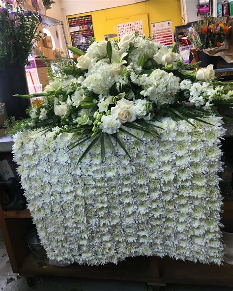 Elegant White Casket Spray With Blanket In Valhalla Ny Grayrock