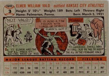 1956 Topps 3 Elmer Valo Trading Card Database Trading Card