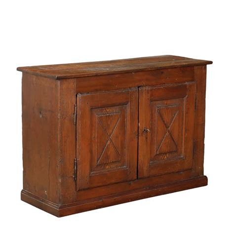 Credenza Antica Legno Di Abete Intagliato Motivi Geometrici