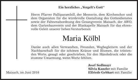 Traueranzeigen Von Maria K Lbl Trauer Merkur De