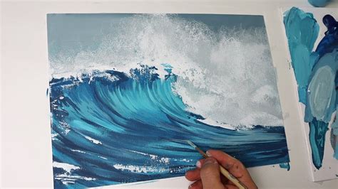 Wave Simple Painting Acrylic Painting Demonstration Youtube