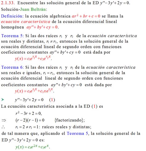 Cálculo21 Ecuaciones Diferenciales Lineales Homogéneas De Segundo Orden Con Coeficientes